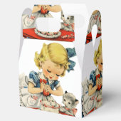 レトロ誕生日ガールケーキキャットチルドレンズアートワーク フェイバーボックス (オープン)