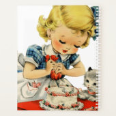 レトロ誕生日ガールケーキキャットチルドレンズアートワーク プランナー手帳 (裏面)