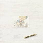 レトロ誕生日ガールケーキキャットチルドレンズアートワーク ポストイット (デスク上)