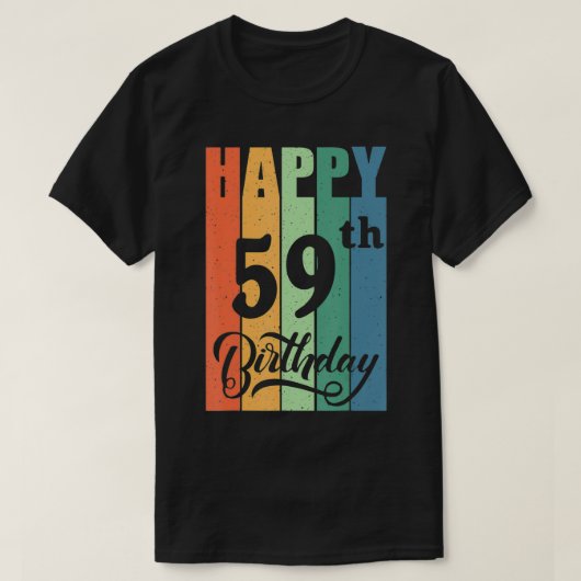 レトロ誕生日ギフト59歳happy 59th Bi Tシャツ (デザイン正面)