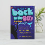 レトロ誕生日バック80sネオン誕生日 招待状 (スタンド正面)