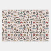レトロ誕生日パターン ラッピングペーパーシート (正面)