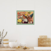 レトロ誕生日パーティーヴィンテージ小児記憶 ポスター (キッチン)