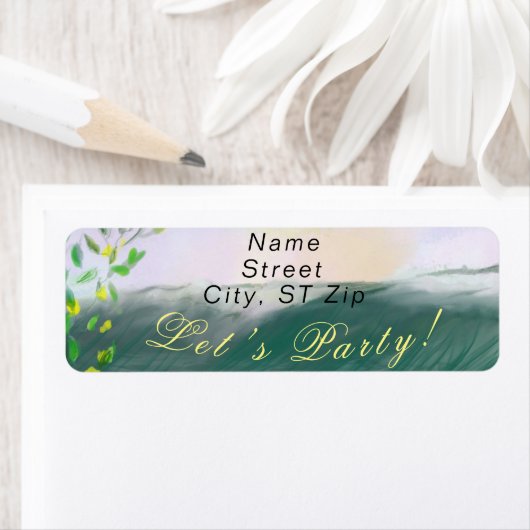 レトロ誕生日ビーチピクニックパーティー ラベル (インサイチュ)