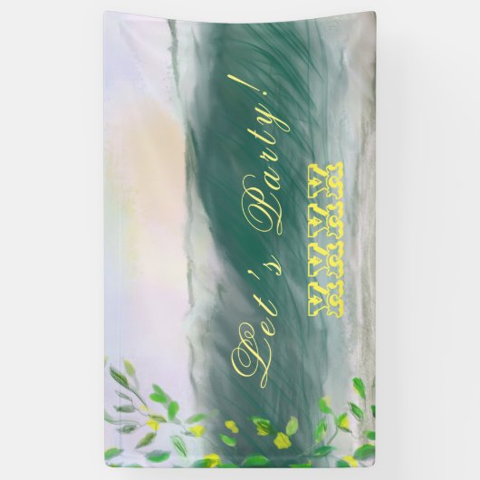 レトロ誕生日ビーチピクニックパーティー 横断幕 (縦)