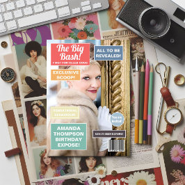 レトロ誕生日マガジンカバー招待状 招待状