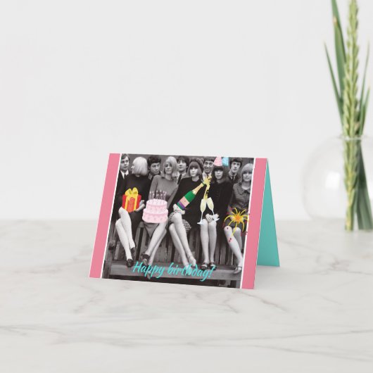 レトロ誕生日メモカード カード (正面)