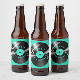 レトロ誕生日レコード・ロックミュージック・ギター ビールラベル