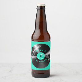 レトロ誕生日レコード・ロックミュージック・ギター ビールラベル
