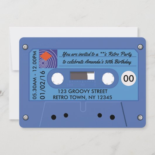 レトロ誕生日会パーソナライズされた 招待状 (正面)