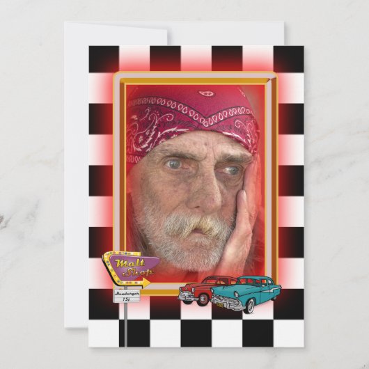 レトロ誕生日写真枠 招待状 (正面)