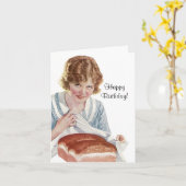 レトロ誕生日楽しむマネーザ生地カードカード カード (黄色い花)