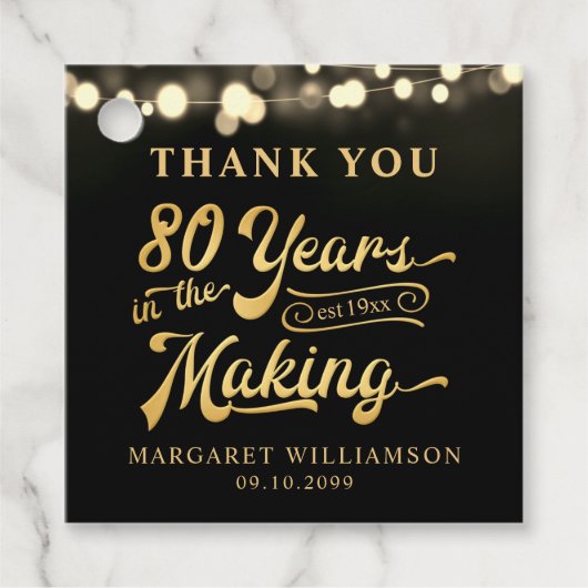 レトロ誕生日製造における80年パーソナライズされた フェイバータグ (正面)