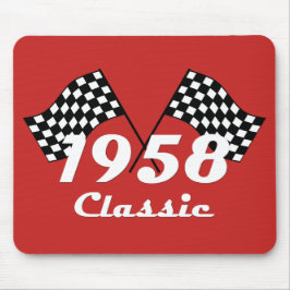レトロ誕生日1958クラシックチェック柄レースフラグ マウスパッド
