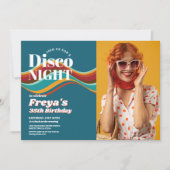レトロ誕生日60s 70s 80sディスコヴィンテージ写真 招待状 (正面)