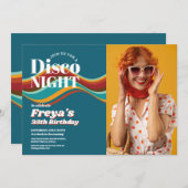 レトロ誕生日60s 70s 80sディスコヴィンテージ写真 招待状 (正面/裏面)