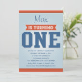 レトロ誕生日 | FIRST誕生日招待状 招待状 (スタンド正面)