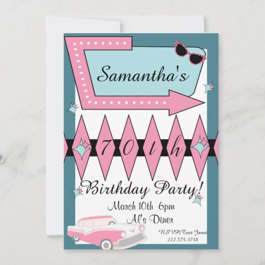 レトロ誕生日Any Age,1950's 招待状 (正面)