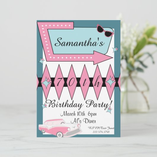 レトロ誕生日Any Age,1950's 招待状 (スタンド正面)