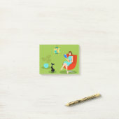 レトロ読の女性のポストイットノート ポストイット (デスク上)