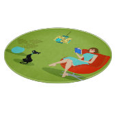 レトロ読の女性の裁断ボード カッティングボード (角)