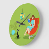 レトロ読の女性アクリル壁時計 ラージ壁時計 (傾斜)