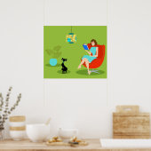 レトロ読の女性ポスター ポスター (キッチン)