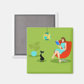 レトロ読の女性磁石 マグネット (正面/裏面)