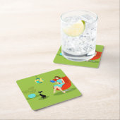 レトロ読ズウーマン紙コースター スクエアペーパーコースター (インサイチュ)