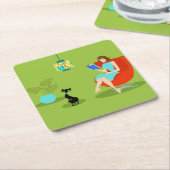 レトロ読ズウーマン紙コースター スクエアペーパーコースター (アングル)