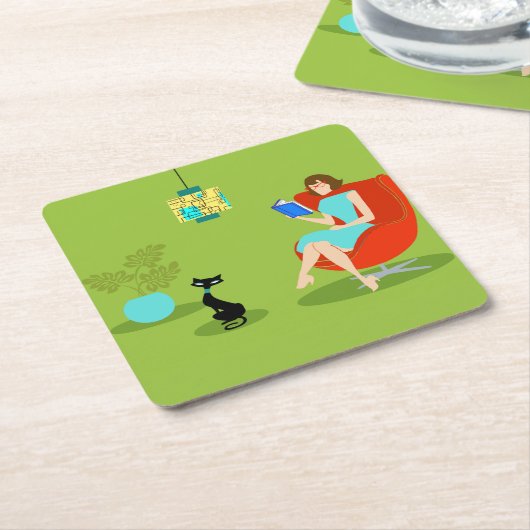 レトロ読ズウーマン紙コースター スクエアペーパーコースター (アングル)