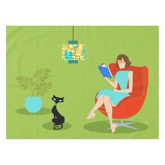 レトロ読ズ女性テーブルクロス テーブルクロス (正面(横))