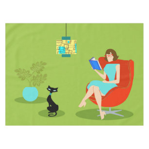 レトロ読ズ・ウーマン・テーブルクロス テーブルクロス