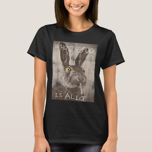 レトロ誰がアリスおもしろいうさぎ Tシャツ (正面)