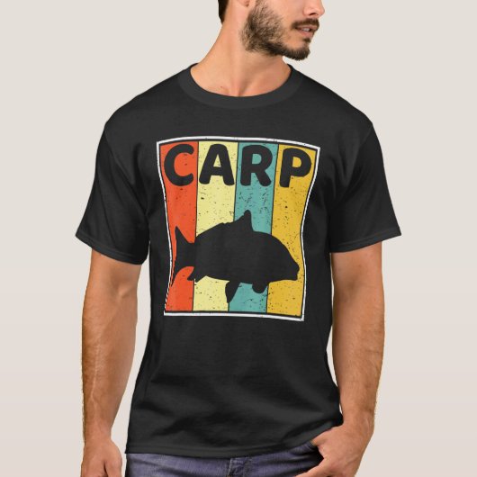 レトロ調コイ釣り フィッシング フィッシャーマン Tシャツ (正面)
