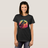 レトロ調80年代シンセウェーブジャーマンシェパード Tシャツ (正面フル)