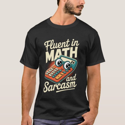 レトロ調 数学と皮肉に流暢 おもしろ先生 カル Tシャツ (正面)