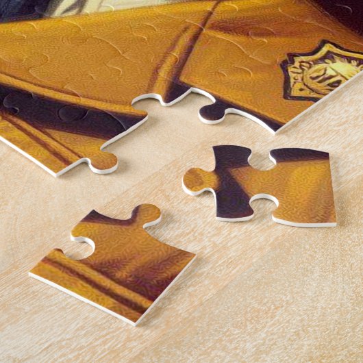 レトロ警察絵画犬 ジグソーパズル (側面)