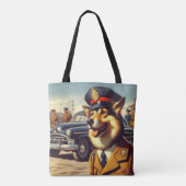 レトロ警察絵画犬 トートバッグ (裏面)