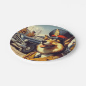 レトロ警察絵画犬 ペーパープレート (アングル)