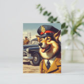 レトロ警察絵画犬 ポストカード (スタンド正面)