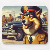 レトロ警察絵画犬 マウスパッド (正面)