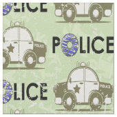 レトロ警察車ドーナツ緑 ファブリック (クローズアップ)