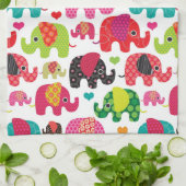 レトロ象はパターン壁紙をからかいます キッチンタオル (折り畳み)