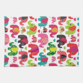 レトロ象はパターン壁紙をからかいます キッチンタオル (横)