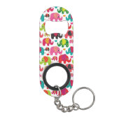 レトロ象はパターン壁紙をからかいます キーホルダー栓抜き (裏面)