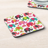 レトロ象はパターン壁紙をからかいます コースター (左側)