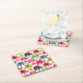 レトロ象はパターン壁紙をからかいます スクエアペーパーコースター (インサイチュ)