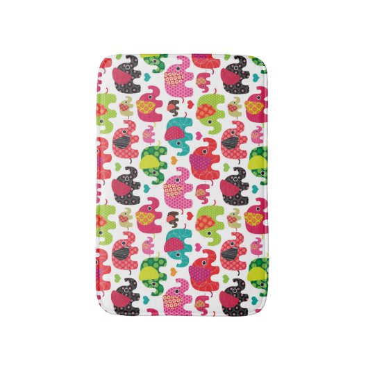 レトロ象はパターン壁紙をからかいます バスマット (正面縦)