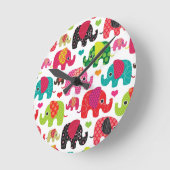 レトロ象はパターン壁紙をからかいます ラウンド壁時計 (傾斜)